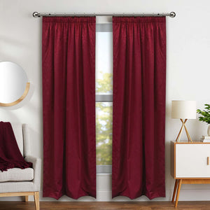 Taped Taffata Curtain Maroon