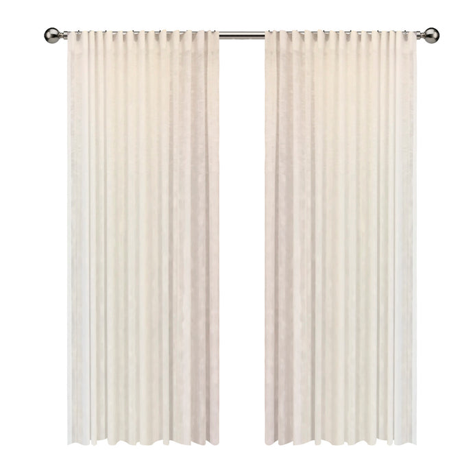 White Damask Taped Curtain