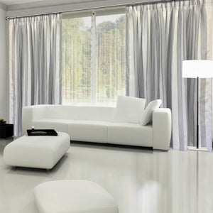 Grey Striped Taped Curtain (Unlined)