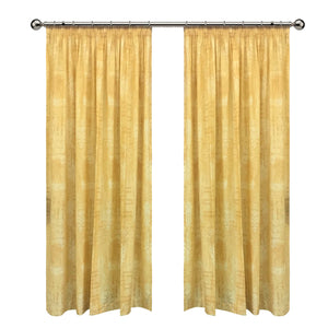 Yellow Vintage print Taped Curtain unlined