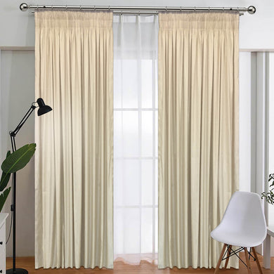 Cream Waterfall Pleat Taped Curtain (lined)
