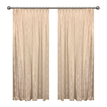 Load image into Gallery viewer, Beige Embossed Pinched Pleat Curtain (Lined)