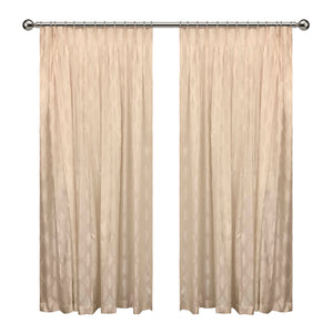 Beige Embossed Pinched Pleat Curtain (Lined)