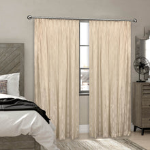 Load image into Gallery viewer, Beige Embossed Pinched Pleat Curtain (Lined)