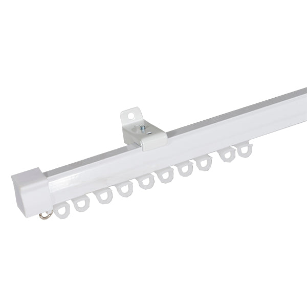 FREE GLIDE SINGLE WHITE-KING ALUMINIUM CURTAIN RAIL WALL FIXED